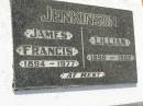
James Francis JENKINSON,
1894 - 1977;
Lillian JENKINSON,
1898 - 1982;
Goomeri cemetery, Kilkivan Shire
