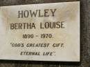 
Bertha Louise HOWLEY,
1890 - 1970;
Goomeri cemetery, Kilkivan Shire
