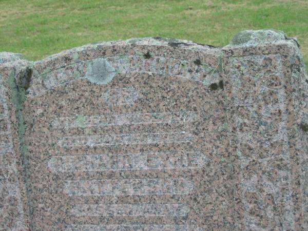 Richard Eyre PATTERSON,  | husband father,  | died 31 March 1943 aged 54 years;  | Goomeri cemetery, Kilkivan Shire  | 