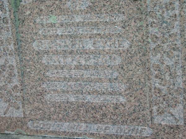 Richard Eyre PATTERSON,  | husband father,  | died 31 March 1943 aged 54 years;  | Goomeri cemetery, Kilkivan Shire  | 