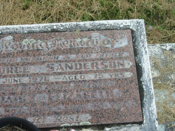 George SANDERSON,  | husband father,  | died 18 June 1970 aged 75 years;  | Daisy Elizabeth,  | mother,  | died 19 Nov 1983 aged 81 years;  | Goomeri cemetery, Kilkivan Shire  | 