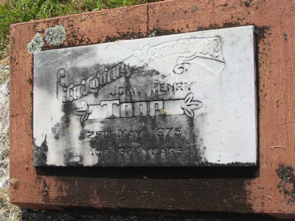 John Henry TOOP,  | died 25 May 1975 aged 68 years;  | Goomeri cemetery, Kilkivan Shire  | 