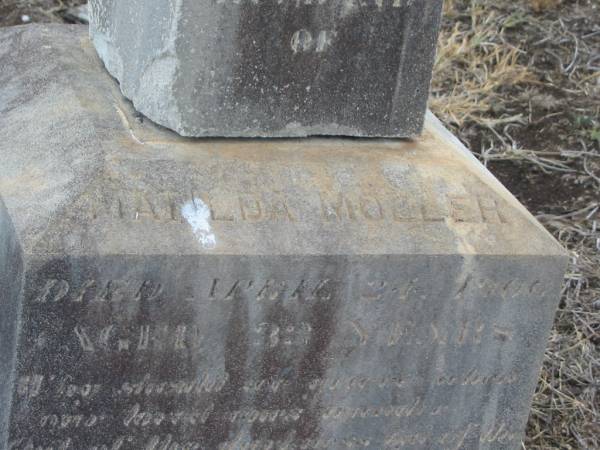 Henning Otto MOLLER,  | husband of Matilda MOLLER,  | died 24 April 1906 aged 33 years;  | Greenmount cemetery, Cambooya Shire  | 