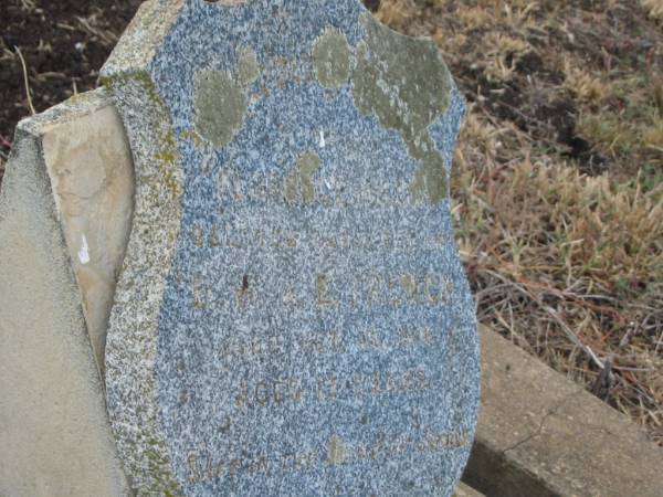 Florence Hilda,  | daughter of D.W. & E. FRENCH,  | died 15 Oct 1914 aged 12 years;  | Greenmount cemetery, Cambooya Shire  | 