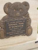 Veronica Pearl ODONOHOE,
died 26 March 1997,
daughter of Tom & Sheryl;
Greenmount cemetery, Cambooya Shire