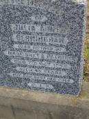 Julia Agnes BERMINGHAM,
mother of Margaret & Patricia,
died 7 Oct 1952 aged 45 years;
Greenmount cemetery, Cambooya Shire