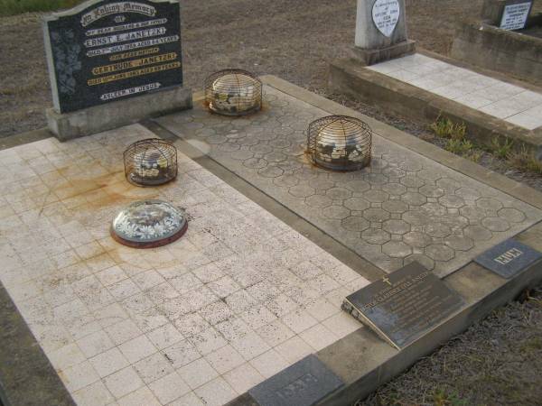 Ernst E. JANETZKI,  | husband father,  | died 7 July 1959 aged 64 years;  | Gertrude JANETZKI,  | mother,  | died 10 June 1983 aged 89 years;  | Pastor Clarence Lyle JANETZKI,  | 30 July 1931 - 23 March 1994,  | fourth son of Ernst Edelfried & Gertrude JANETZKI,  | husband of Eileen,  | father of Stephen, Paul, Jonathan & Peter,  | buried Springhead Lutheran cemetery, South Australia;  | Greenwood St Pauls Lutheran cemetery, Rosalie Shire  | 