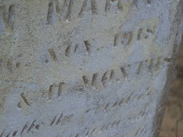 parents;  | Christian MARTIN,  | born 4 Jan 1838,  | died 16 Nov 1918 aged 80 years 11 months;  | Katherine F. MARTIN,  | born 10 Jan 1859,  | died 15 Feb 1946;  | Greenwood St Pauls Lutheran cemetery, Rosalie Shire  | 