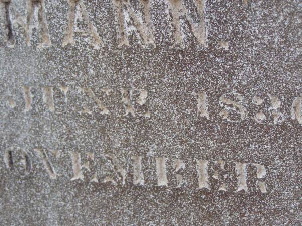 Christina Elizabeth EISEMANN,  | born 2 June 1830,  | died 24 Nov 1919;  | Greenwood St Pauls Lutheran cemetery, Rosalie Shire  | 