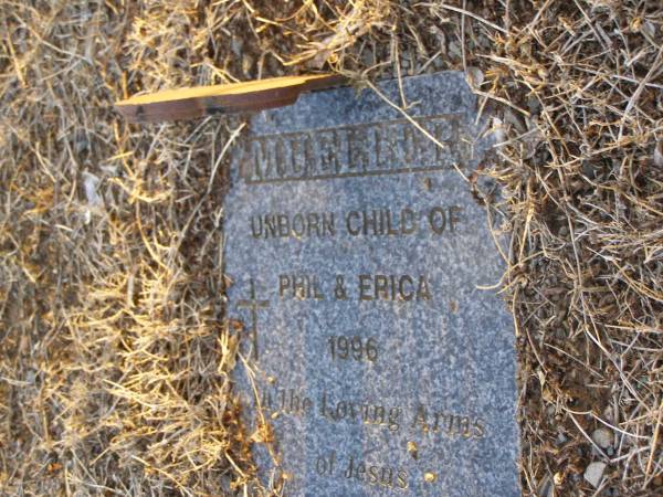 unborn child of Phil & Erica MUELLER,  | 1996;  | Greenwood St Pauls Lutheran cemetery, Rosalie Shire  | 