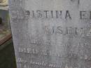 Christina Elizabeth EISEMANN,
born 2 June 1830,
died 24 Nov 1919;
Greenwood St Pauls Lutheran cemetery, Rosalie Shire
