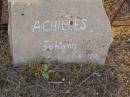 Johann ACHILLES,
died 21-8-1922?;
Maria ACHILLES,
1852 - 1-5-1932;
Greenwood St Pauls Lutheran cemetery, Rosalie Shire