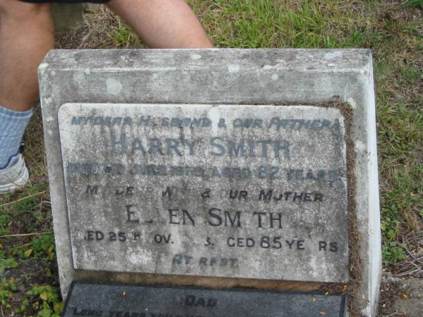 Harry SMITH  | ?th Jun 1959  | 82 yrs  |   | Ellen SMITH  | 25 Nov 1963  | 85 yrs  |   | St Matthew's (Anglican) Grovely, Brisbane  | 