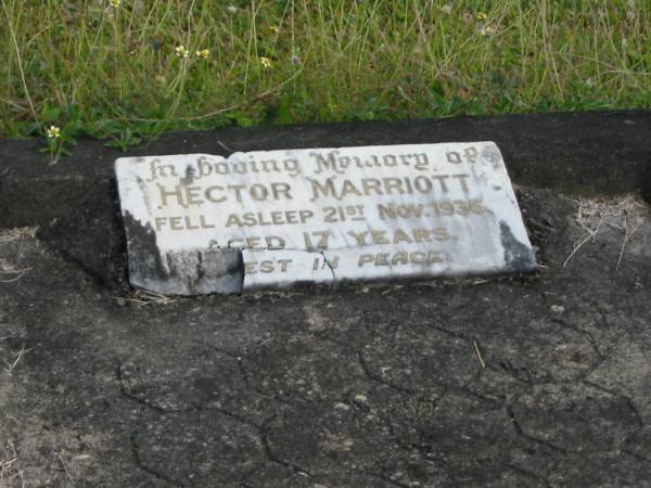 Hector MARRIOTT  | 21 Nov 1935  | aged 17  |   | St Matthew's (Anglican) Grovely, Brisbane  | 