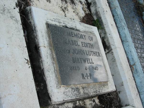 Mabel Edith  | wife of John Luther  | BIRTWELL  | 4-1-1940  |   | St Matthew's (Anglican) Grovely, Brisbane  | 