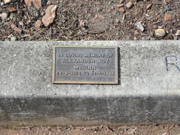 Alexander Roy McGINN  | 24-9-1924 to 21-7-1994  |   | St Matthew's (Anglican) Grovely, Brisbane  | 