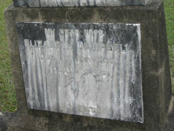 Elizabeth CAMPBELL  | 11 Jul 1933  | 72 yrs  |   | St Matthew's (Anglican) Grovely, Brisbane  | 