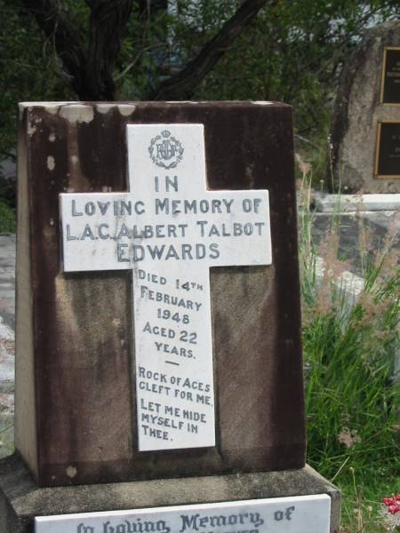 L.A.C. Albert Talbot EDWARDS  | 14 Feb 1948 aged 22  |   | Ada Maud EDWARDS  | B:13 Mar 1891  | D: 21 May 1974  |   | St Matthew's (Anglican) Grovely, Brisbane  | 