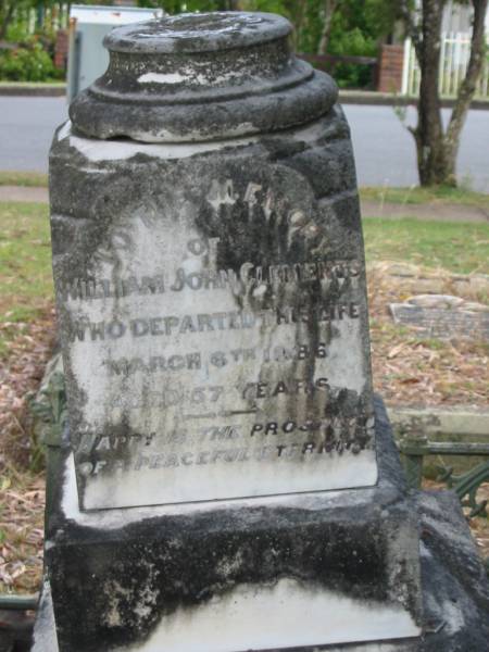 William John CLEMENTS  | 6 Mar 1886  | aged 67  |   | St Matthew's (Anglican) Grovely, Brisbane  | 