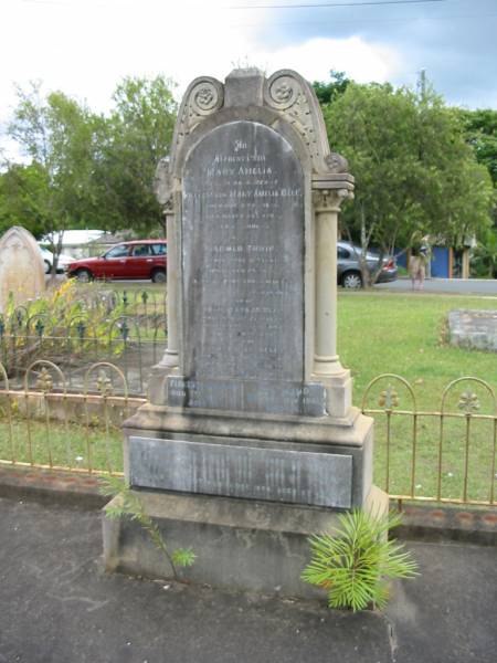 Mary Amelia  | infant daughter of William and Mary Amelia BELL  | B: 24 Mar 1888  | D: 25 Mar 1888  | aged 15 hours  |   | Harold Edwin  | B: 11 Jun 1881  | D: 29 Mar 1884  | aged 2 yrs 9 mths  |   | Arthur Evans BELL  | B: 24 Aug 1865  | D: 11 Aug 1892  | aged 26 yrs  |   | Elsie Ethel BELL  | B: 3 Jan 1880  | D: 3 Aug 1894  | aged 14 yrs 7 months  |   | Florence Amelia  | 7 Jan 1941  | aged 71  |   | Ada Maud  | 11 May 1941  | aged 64  |   | father 9 Dec 1898  | aged 59 yrs  |   | mother 12 Feb 1924  | aged 82  |   | Edgar Ernest  | 31 Dec 1898  | aged 27  |   | St Matthew's (Anglican) Grovely, Brisbane  | 