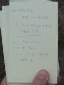 Wilhelm MEISSNER
d: 26 May 1915, aged 73
(also wife of above)
Caroline
26 July 1929, aged 91
Haigslea Lawn Cemetery, Ipswich