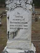 Rosina HOLLWARTH,
born 17 Aug 1839 died 16? March 1907;
Gottfried HOLLWARTH,
born 2 April 1839 died 10 July 1890;
Haigslea Lawn Cemetery, Ipswich