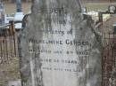 Wilhelmine GERBER,
died 6 Jan 1895 aged 35 years;
Haigslea Lawn Cemetery, Ipswich