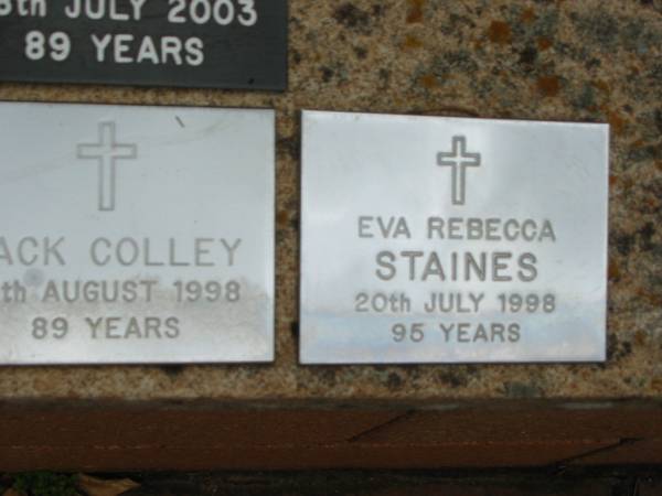 Eva Rebecca STAINES  | 20 Jul 1998, aged 95  | Saint Augustines Anglican Church, Hamilton  |   | 