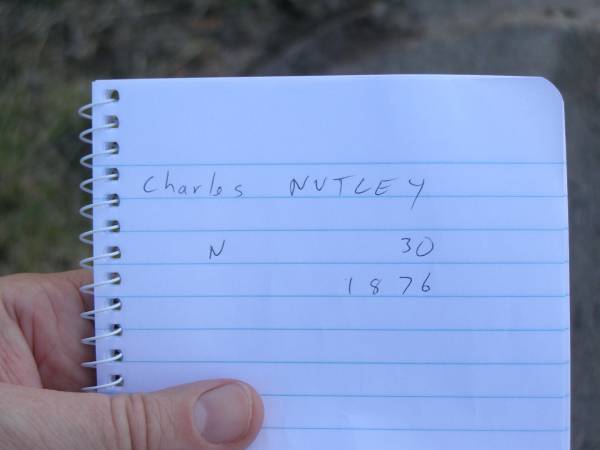 Charles NUTLEY  |   N      30  |         1876  | Harrisville Cemetery - Scenic Rim Regional Council  | 