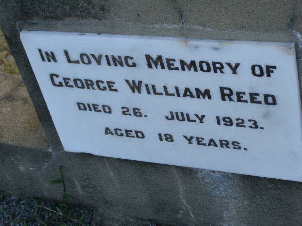 Freda May REED  | d: 26 Oct 1931, aged 29  | George William REED  | 26 Jul 1923, aged 18  | Harrisville Cemetery - Scenic Rim Regional Council  | 