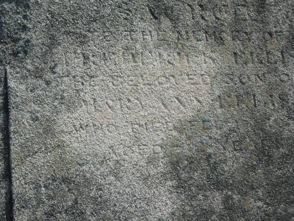 ??rter Nelly  | son of  | Mary Ann LE?IS  | d: Feb 1904?  | aged 2 years  |   | Harrisville Cemetery - Scenic Rim Regional Council  |   | 