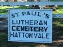 St Pauls Lutheran Cemetery, Hatton Vale, Laidley Shire