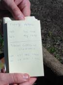 Franz PETERS, born Jan 1883 died May 1894;
Johann Gottfried STOHFELD, born 27? Dec 1844 died 17 Apr 1882;
St Pauls Lutheran Cemetery, Hatton Vale, Laidley Shire