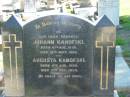 parents;
Johann KANOFSKI, born 4 Aug 1850 died 15 Sept 1926;
Augusta KANOFSKI, born 11 Aug 1865 died 5 Dec 1935;
St Pauls Lutheran Cemetery, Hatton Vale, Laidley Shire