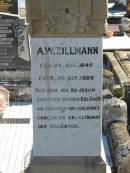 A W ZILLMANN; b: 24 Aug 1845; d: 30 Sep 1926
St Pauls Lutheran Cemetery, Hatton Vale, Laidley Shire