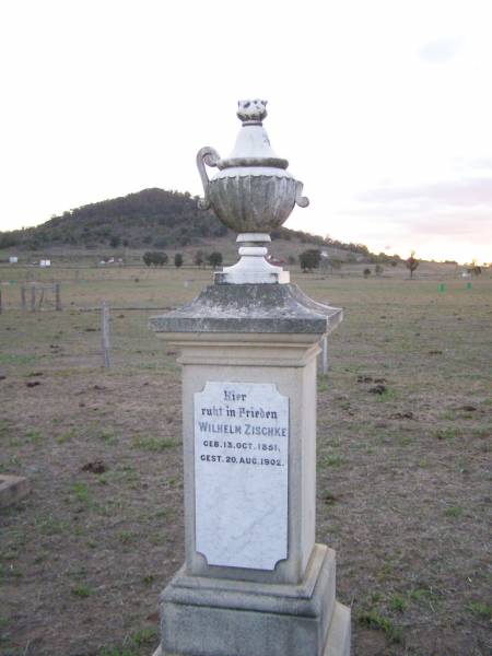 Wilhelm ZISCHKE  | b: 13 Oct 1851, d: 20 Aug 1902  | Old Hatton Vale (Apostolic) Cemetery  |   | 