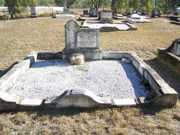 John A. GARSKE, husband father,  | died 25 April 1951 aged 74 years;  | Elizabeth GARSKE, mother,  | died 10 June 1970 aged 86 years;  | Michael GARSKE,  | born 28-11-10 died 26-8-85;  | Helidon Catholic cemetery, Gatton Shire  | 