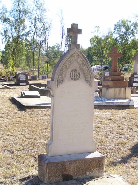 Veronica GARSKE,  | wife of August GARSKE,  | died 16 Aug 1920 in her 80th year;  | August GARSKE, husband,  | died 20 July 1922 aged 78 years;  | Helidon Catholic cemetery, Gatton Shire  | 