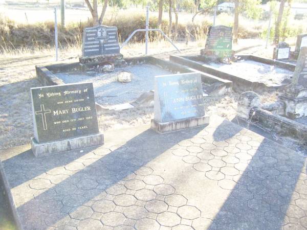 Mary BUGLER, sister,  | died 13 July 1982 aged 88 years;  | Ann BUGLER, sister,  | died 1 April 1989 aged 88 years;  | Helidon Catholic cemetery, Gatton Shire  | 