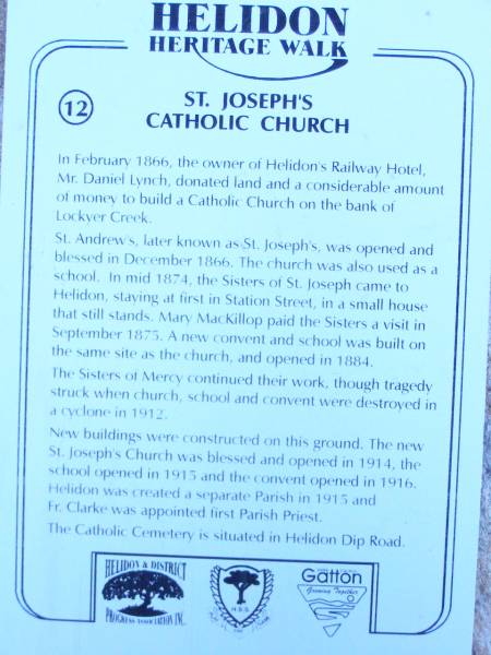St Joseph's Catholic Church, Helidon, Gatton Shire  | 