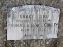 
Grace (Ciss),
daughter of Thomas & Grace CONLEY,
1889 - 1905;
Helidon General cemetery, Gatton Shire
