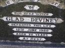 
Glad DEVINEY,
sister,
died 12 June 1980 aged 78 years;
Helidon General cemetery, Gatton Shire

