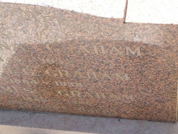 Christina GRAHAM  | 1849 - 1932;  | Janet G. GRAHAM,  | 1884 - 1938;  | James GRAHAM  | 1880 - 1969;  | Helidon General cemetery, Gatton Shire  | 