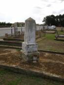 
Charlotte Mary HULL,
died 3 Aug 1907 aged 27 years;
Charlotte Williams,
died 9 July 1911 aged 67? years;
Arthur Harris WARD,
died 16 Oct 1896 aged 21 years;
David WARD,
died 17 Aug 1882 aged 43 years;
Highfields Baptist cemetery, Crows Nest Shire

