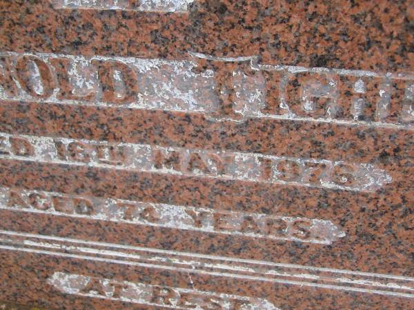 Arnold TIGHE,  | died 16 May 1976 aged 74 years;  | Highfields Baptist cemetery, Crows Nest Shire  | 