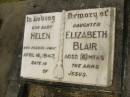 Helen Elizabeth BLAIR,
daughter,
died 16 April 1947 aged 6 months;
Howard cemetery, City of Hervey Bay