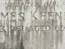 James KEENE,
husband father,
died 18 Ser? 1961 aged 69 years;
Howard cemetery, City of Hervey Bay