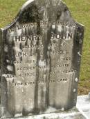 Henry John,
son of J.H. & E. BURRELL,
died accidental injuries 4 Aug 1900 aged 11 years;
Howard cemetery, City of Hervey Bay