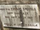 Edward STOVOLD,
died 24 March 1919;
Howard cemetery, City of Hervey Bay