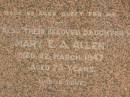 William RANKIN,
father,
managing director Queensland Collieries Howard,
born Tollcross Scotland 23 April 1836,
died Corina Queensland 15 Oct 1917 aged 81 years;
Isabel H. ROSS,
youngest daughter,
died Brisbane 5 Aug 1938 aged 60 years;
William C.F. RANKIN,
youngest son of William & Jane RANKIN,
general manager Queensland Collieres Howard,
born Calston Ayrshire Scotland 22 Aug 1880,
died Howard Queensland 11 May 1919;
John A. RANKIN,
eldest son,
died Hpward 6 April 1930 aged 71 years;
Marion Anderson,
daughter,
died 6 July 1907 aged 45 years;
Mary E.A. ALLEN,
daughter,
died 22 March 1947 aged 73 years;
Robert Stuart RANKIN,
AIF 1914 - 1919,
general manager Queensland Collieries 1941 - 1946.
born Calson Scotland,
died Toolburra 9 Nov 1950 aged 75 years;
Jane Anderson,
wife of William RANKIN,
died 24 Jan 1912 aged 73 years;
Col. C.D.W. RANKIN V.D.,
20 years managing director Q.C.C. Howard,
died 2 No 1940 aged 71 years 10 months;
Howard cemetery, City of Hervey Bay
